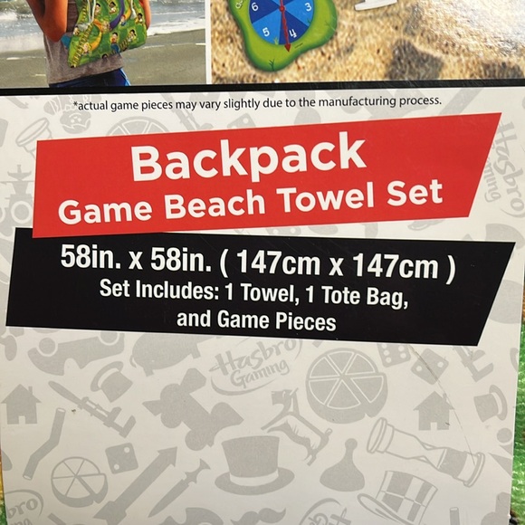 Hasbro Chutes & Ladders Game Beach Towel Backpack Set NWT Towel 58 in X 58 in - Picture 4 of 7